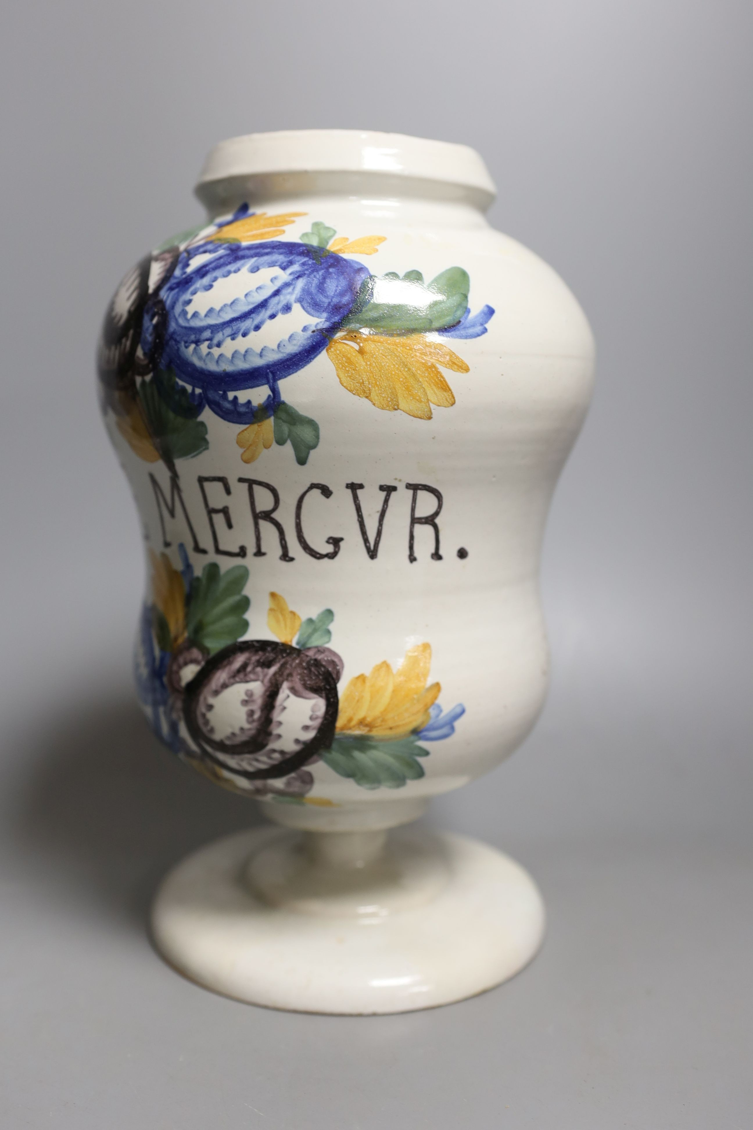 A Dutch Delft drug jar - 26cm tall